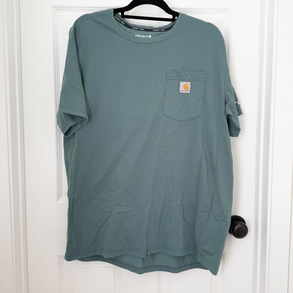 Men Carhartt Force Crew Neck Short Sleeve Shirt Gray Green Size Large - Picture 2 of 8